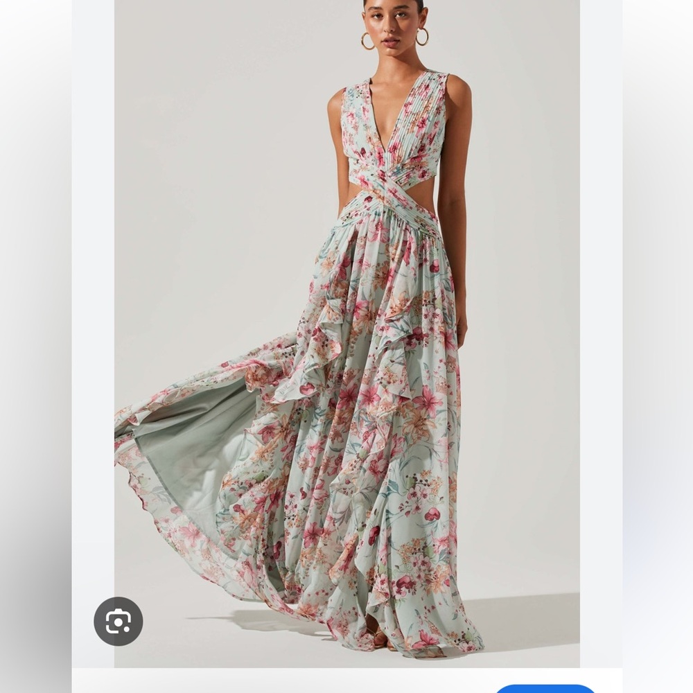 Noya Dress in Aqua & Pink Floral ASTR